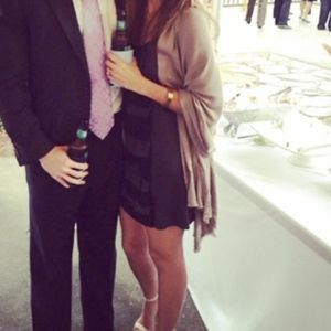 J Crew black front ruffle dress